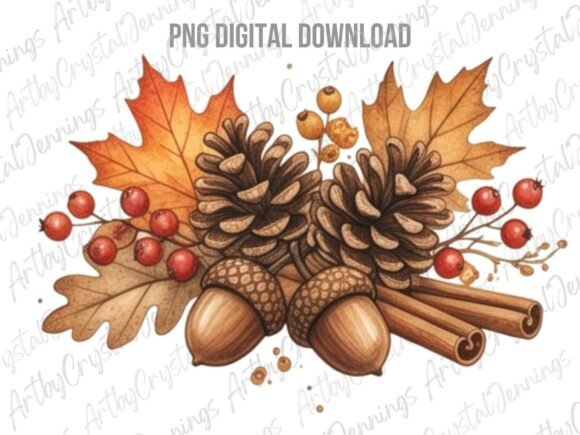 Download Autumn Pinecone Acorn Clipart PNG - Autumn Collection
