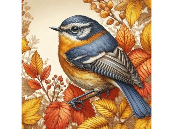 Download Realistic Bird in Detailed Autumn Tones - Autumn Collection