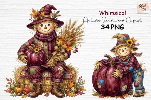 Download Whimsical Autumn Scarecrow Clipart PNG - Autumn Collection