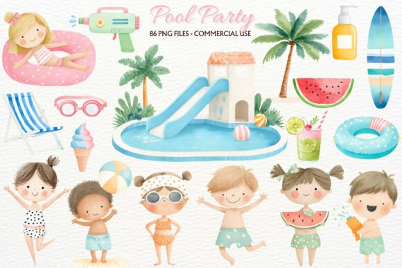 Download Summer Pool Party Nursery Kids Clipart - Nursery Collection