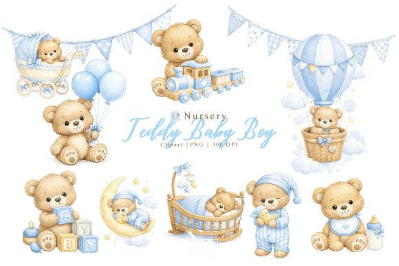 Download Nursery Teddy Baby Boy Clipart PNG - Nursery Collection
