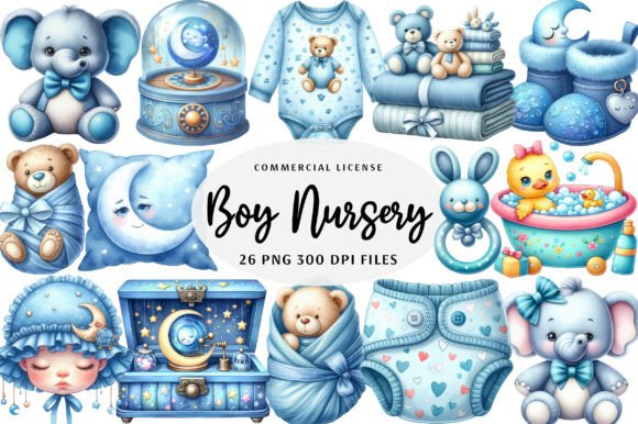 Download Blue Baby Boy Nursery Clipart - Nursery Collection