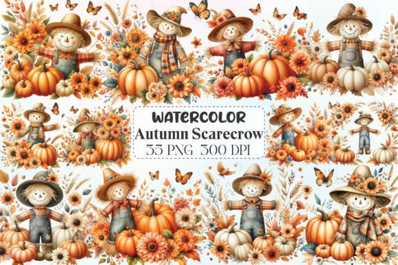 Download Autumn Fall Scarecrow Clipart - Autumn Collection