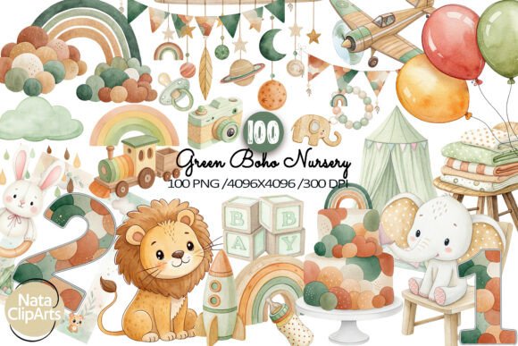 Download Baby Shower Clipart,Green Boho Nursery - Nursery Collection
