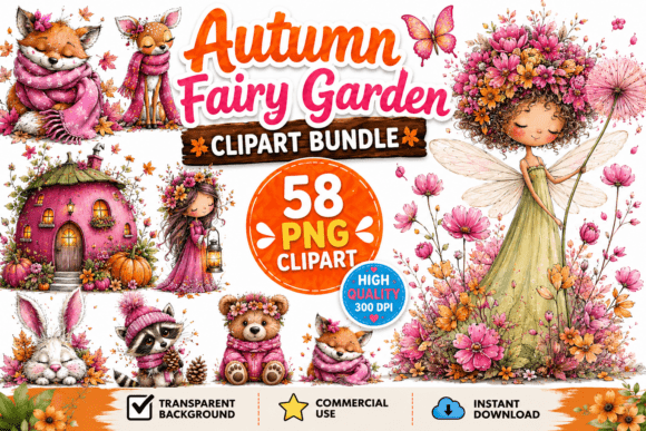 Download Magical Autumn Fairy Garden Clipart - Autumn Collection