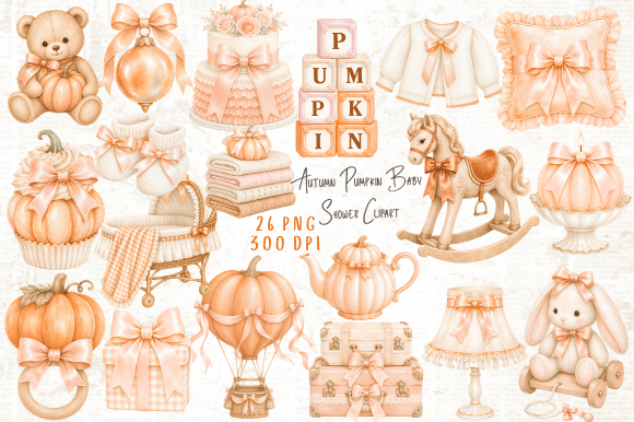 Download Autumn Pumpkin Baby Shower Clipart PNG - Autumn Collection