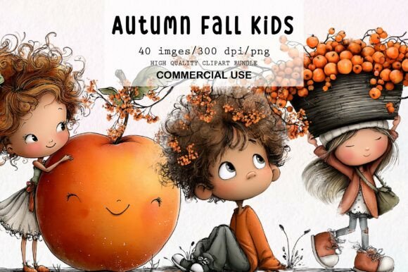 Download Whimsical Autumn Fall Kids Clipart - Autumn Collection