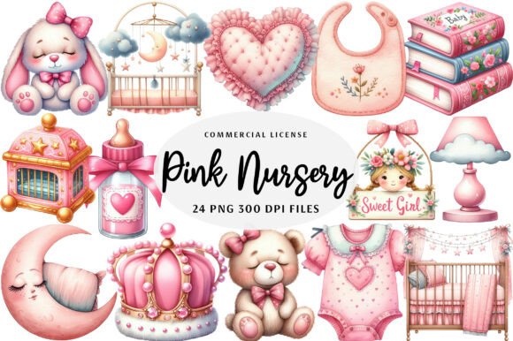 Download Pink Baby Girl Nursery Clipart - Nursery Collection