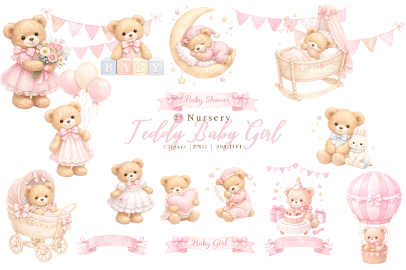 Download Nursery Teddy Baby Girl Clipart PNG - Nursery Collection